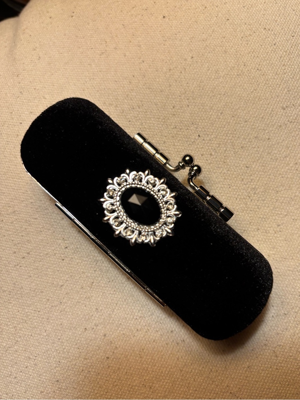 Seance Black Velvet Jeweled Compact